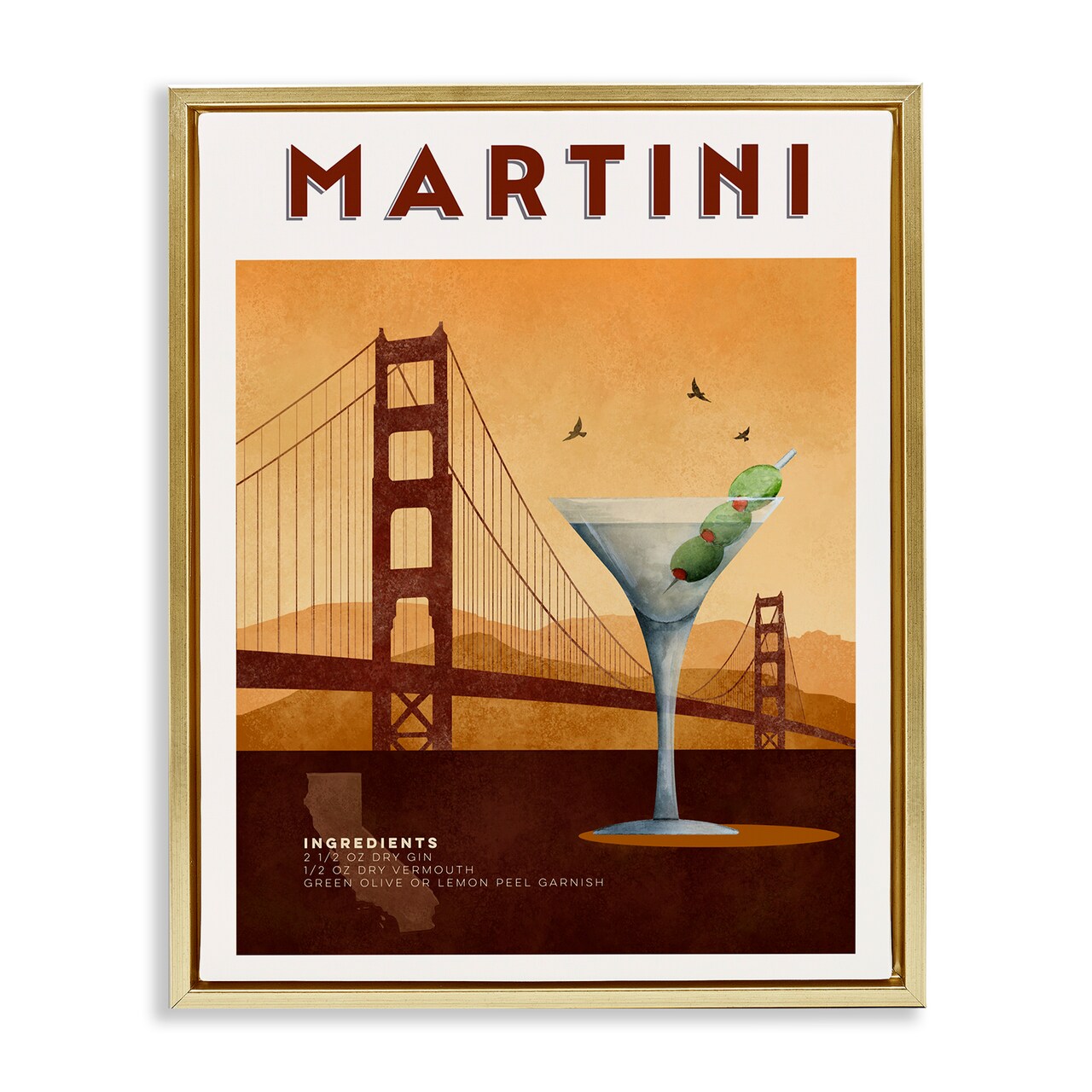 Stupell Industries Retro Martini & Bridge View Floating Frame, design by Brett Blumenthal